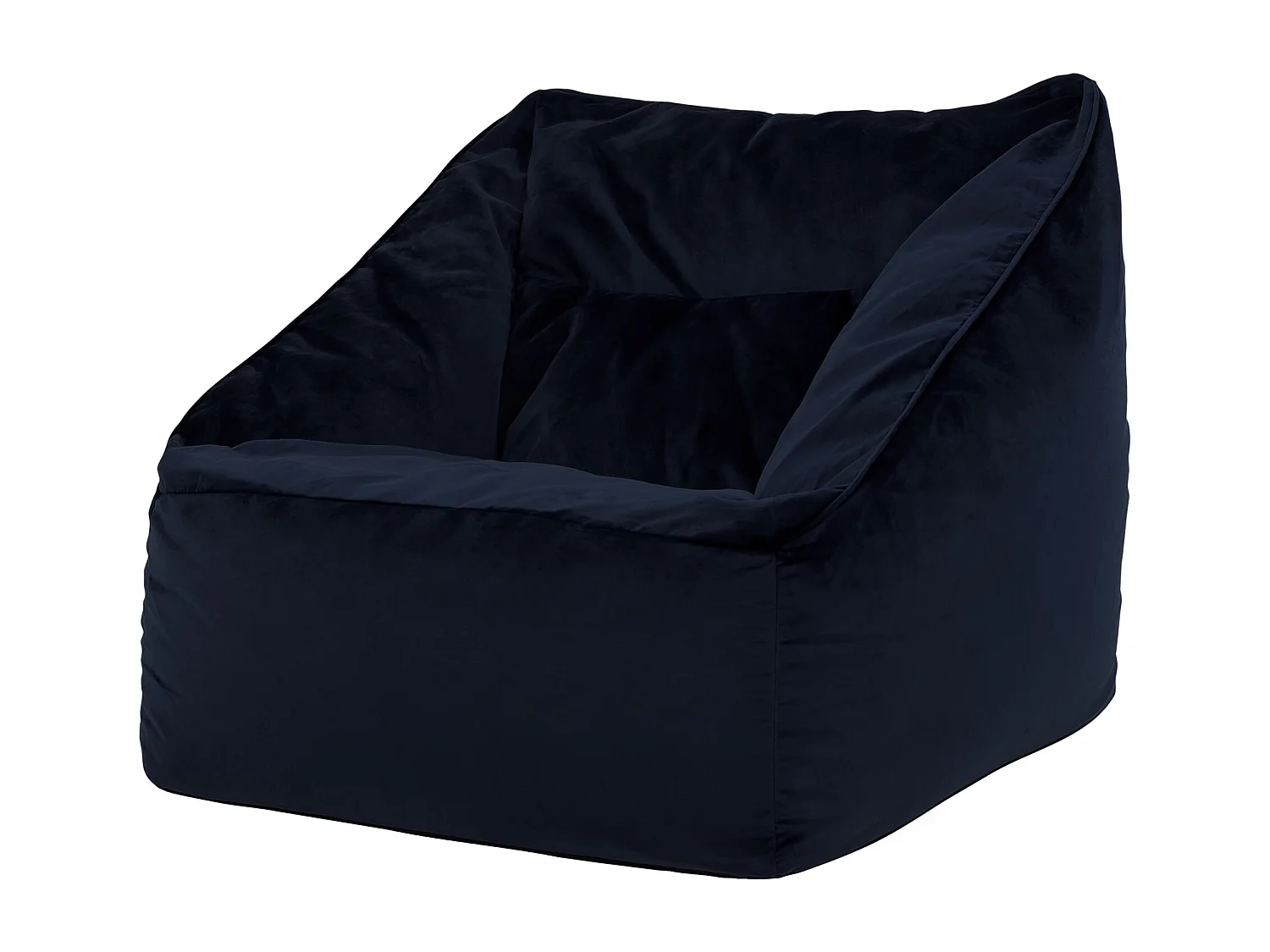 Pouf fauteuil velours bleu minuit - NATALIA
