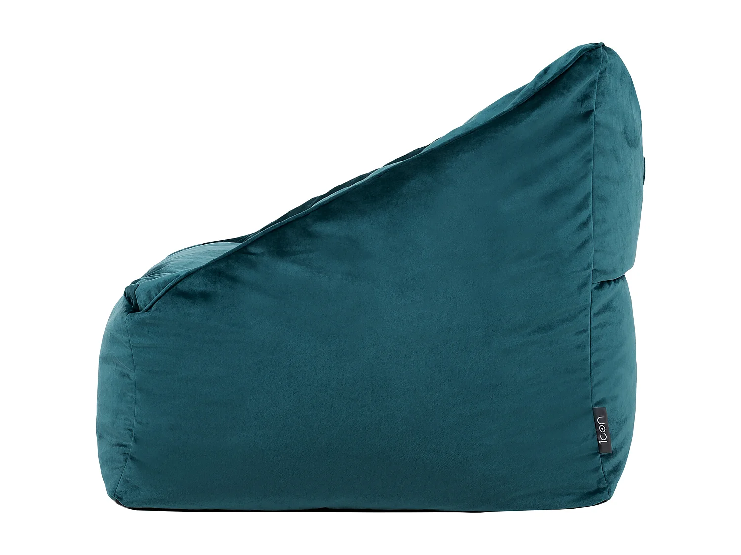 Pouf fauteuil avec repose-pied rond velours bleu canard - NATALIA