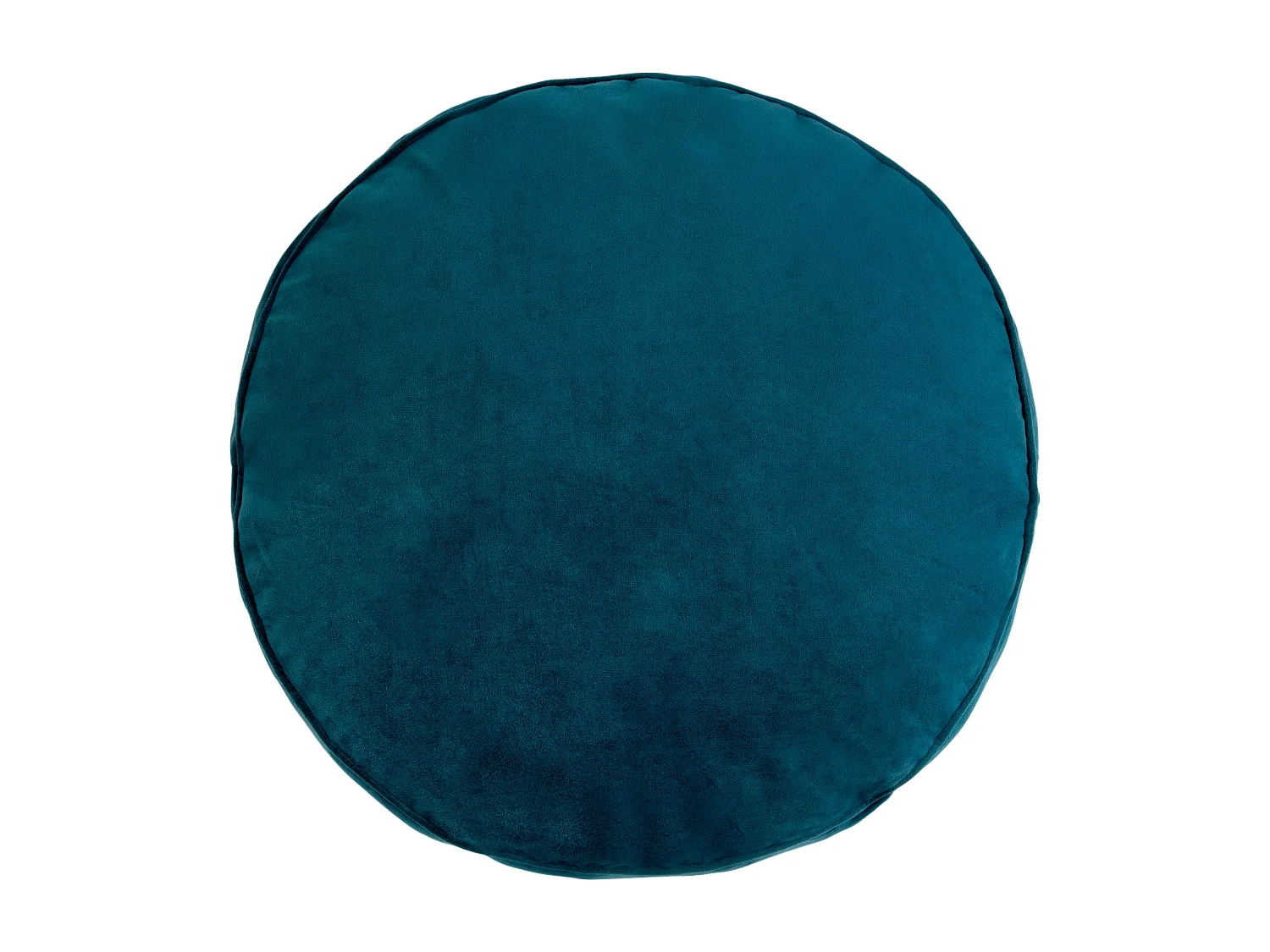 Pouf fauteuil avec repose-pied rond velours bleu canard - NATALIA