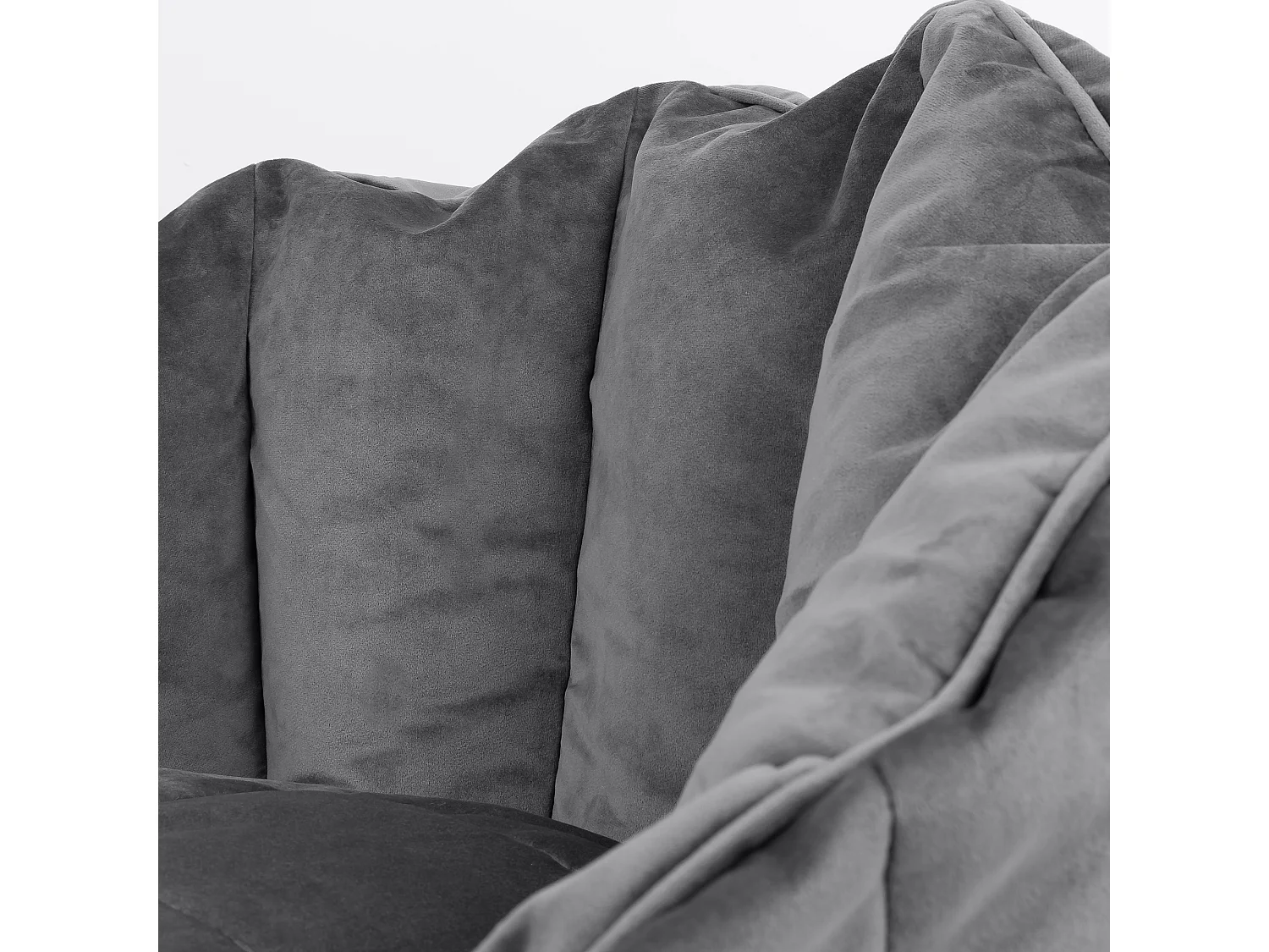 Pouf fauteuil velours gris anthracite - SIRENA