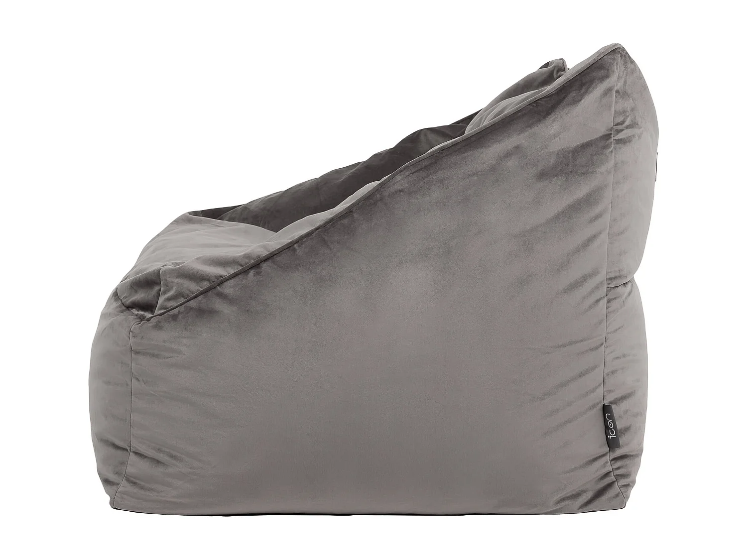 Pouf fauteuil avec repose-pied rond velours gris anthracite - NATALIA