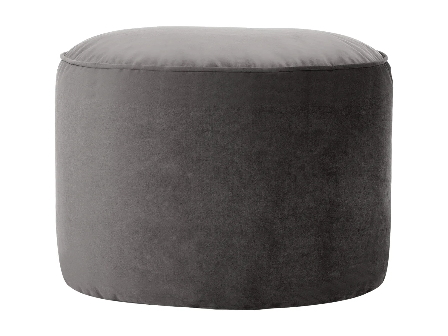 Pouf fauteuil avec repose-pied rond velours gris anthracite - NATALIA