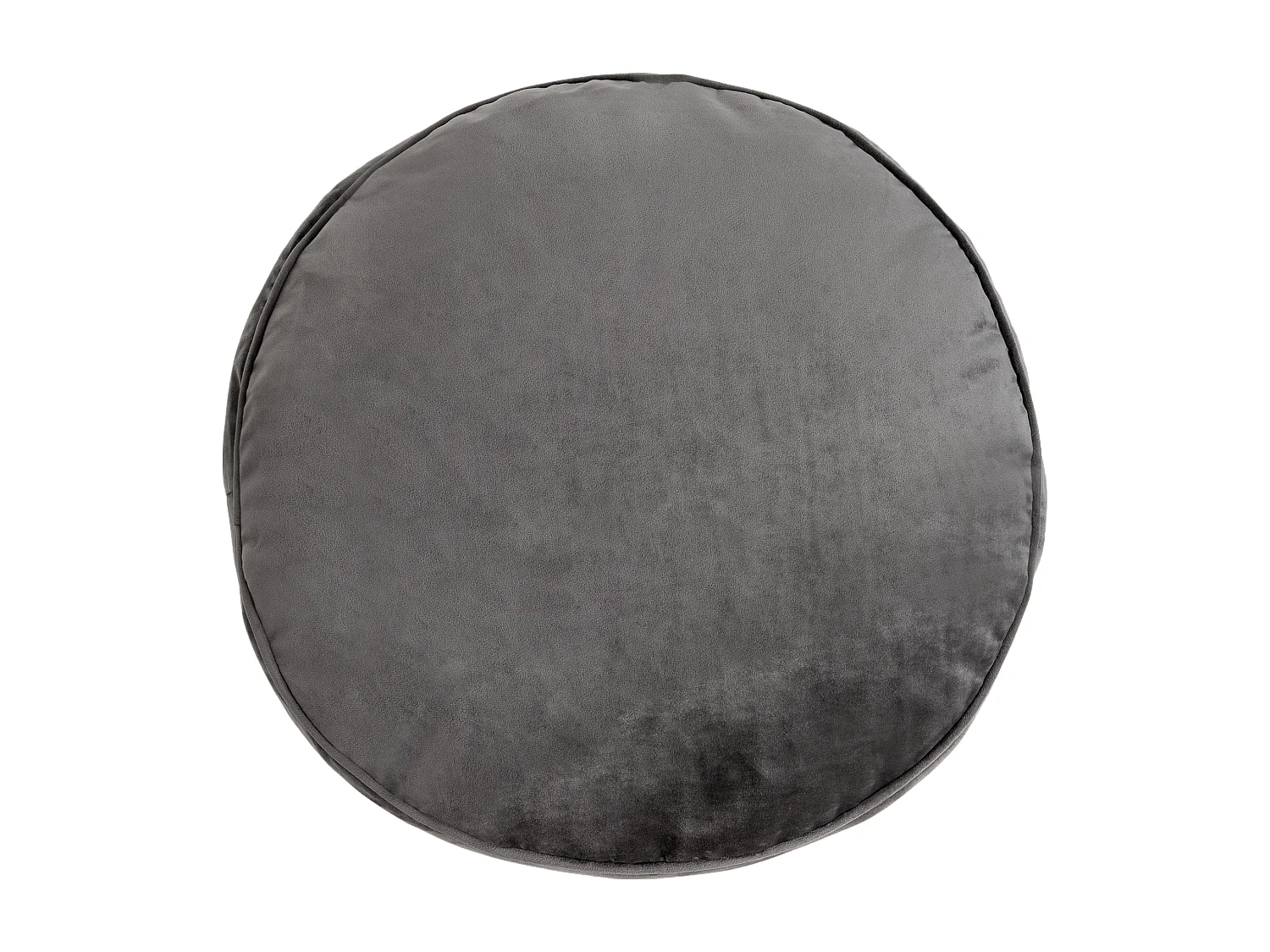 Pouf fauteuil avec repose-pied rond velours gris anthracite - NATALIA