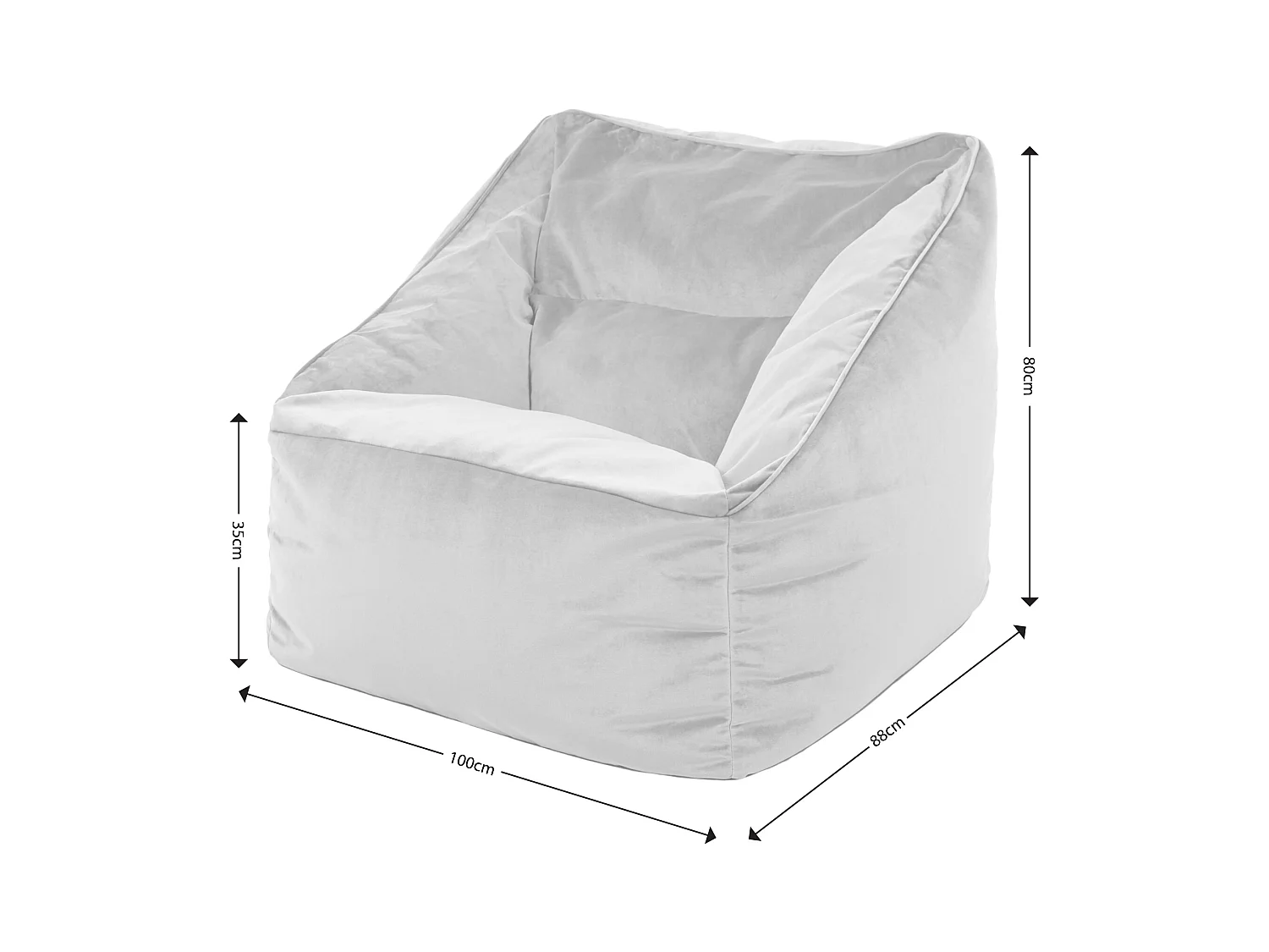 Pouf fauteuil avec repose-pied carré velours bleu minéral - NATALIA