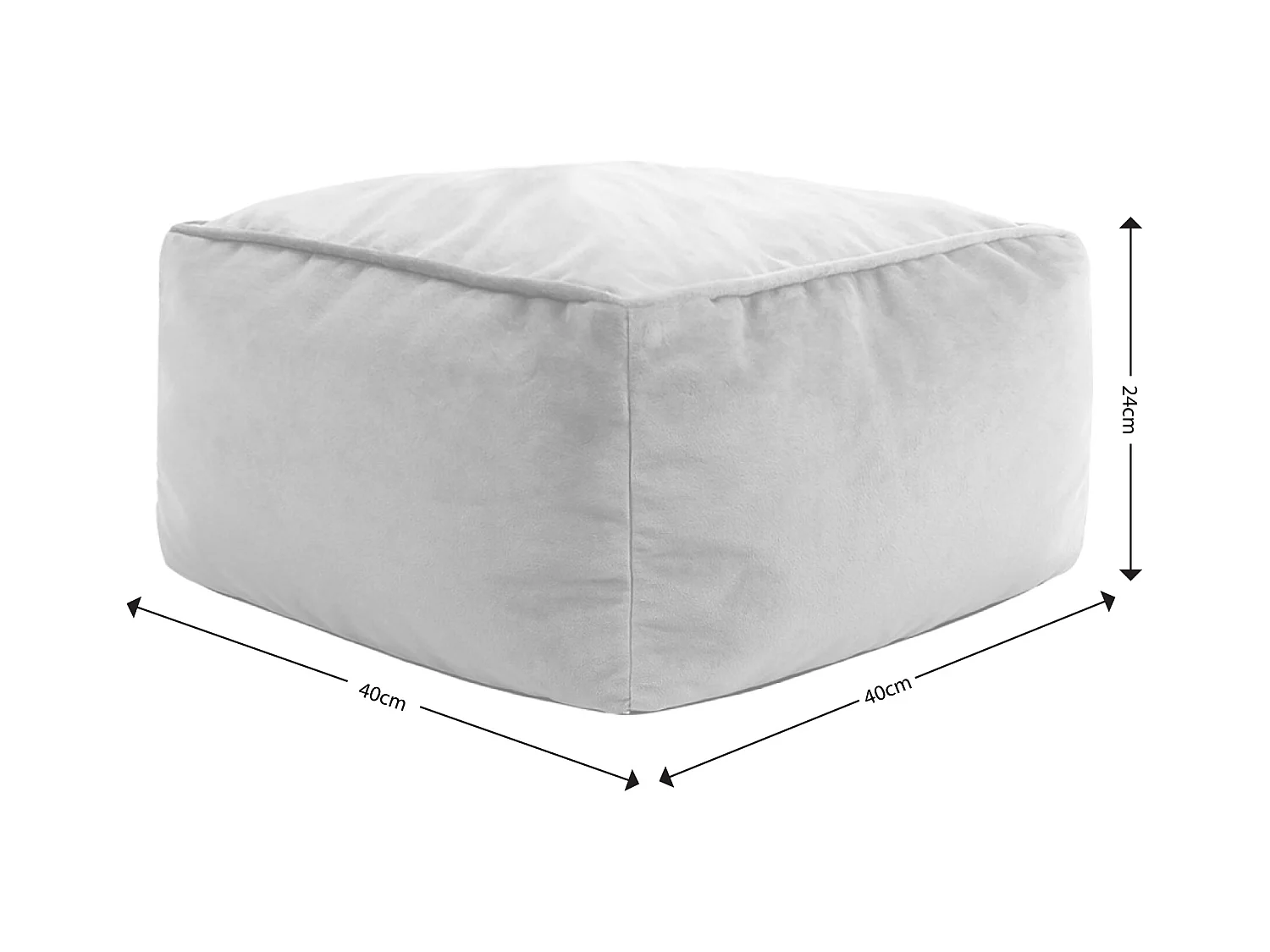 Pouf fauteuil avec repose-pied carré velours bleu minéral - NATALIA