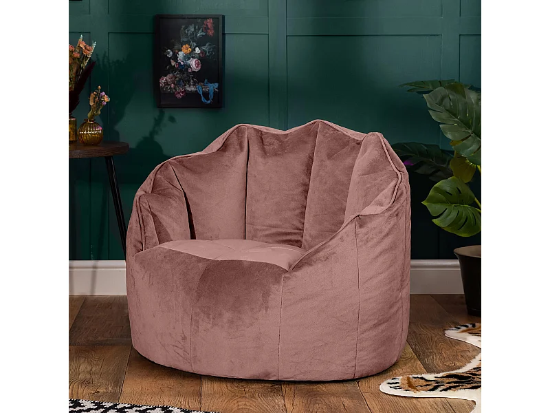 Pouf fauteuil velours rose - SIRENA