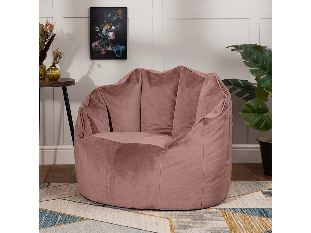 Pouf fauteuil velours rose - SIRENA