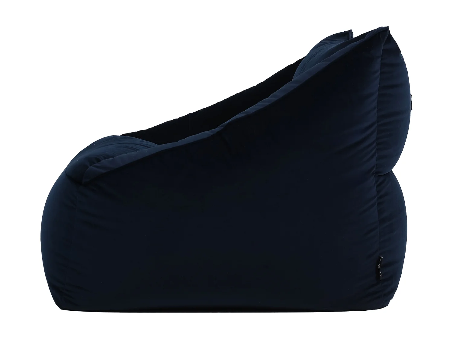 Pouf fauteuil avec repose-pied rond velours bleu minuit - NATALIA