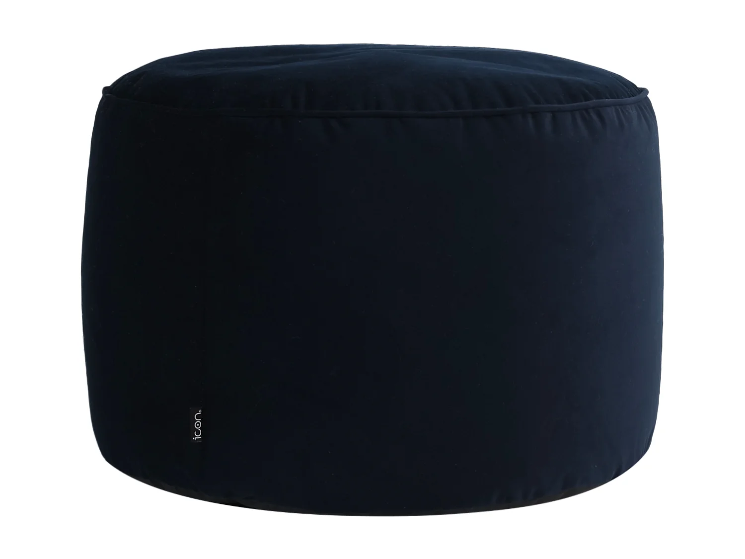 Pouf fauteuil avec repose-pied rond velours bleu minuit - NATALIA