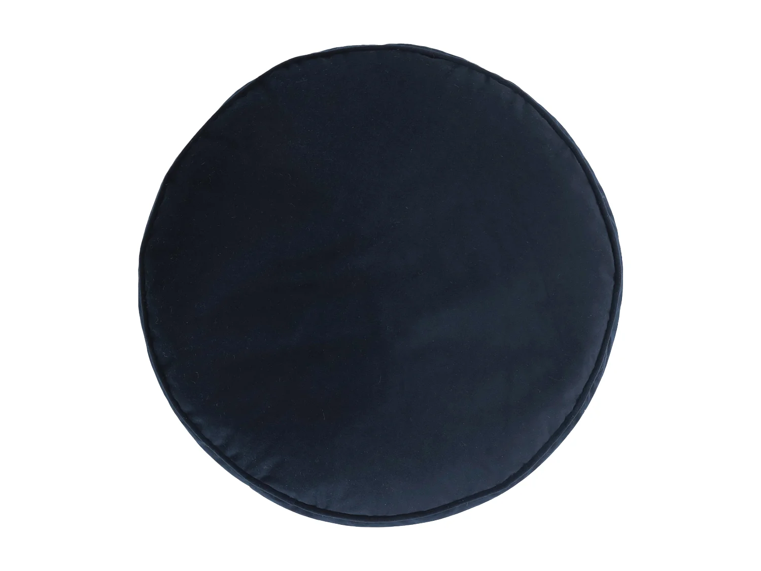 Pouf fauteuil avec repose-pied rond velours bleu minuit - NATALIA