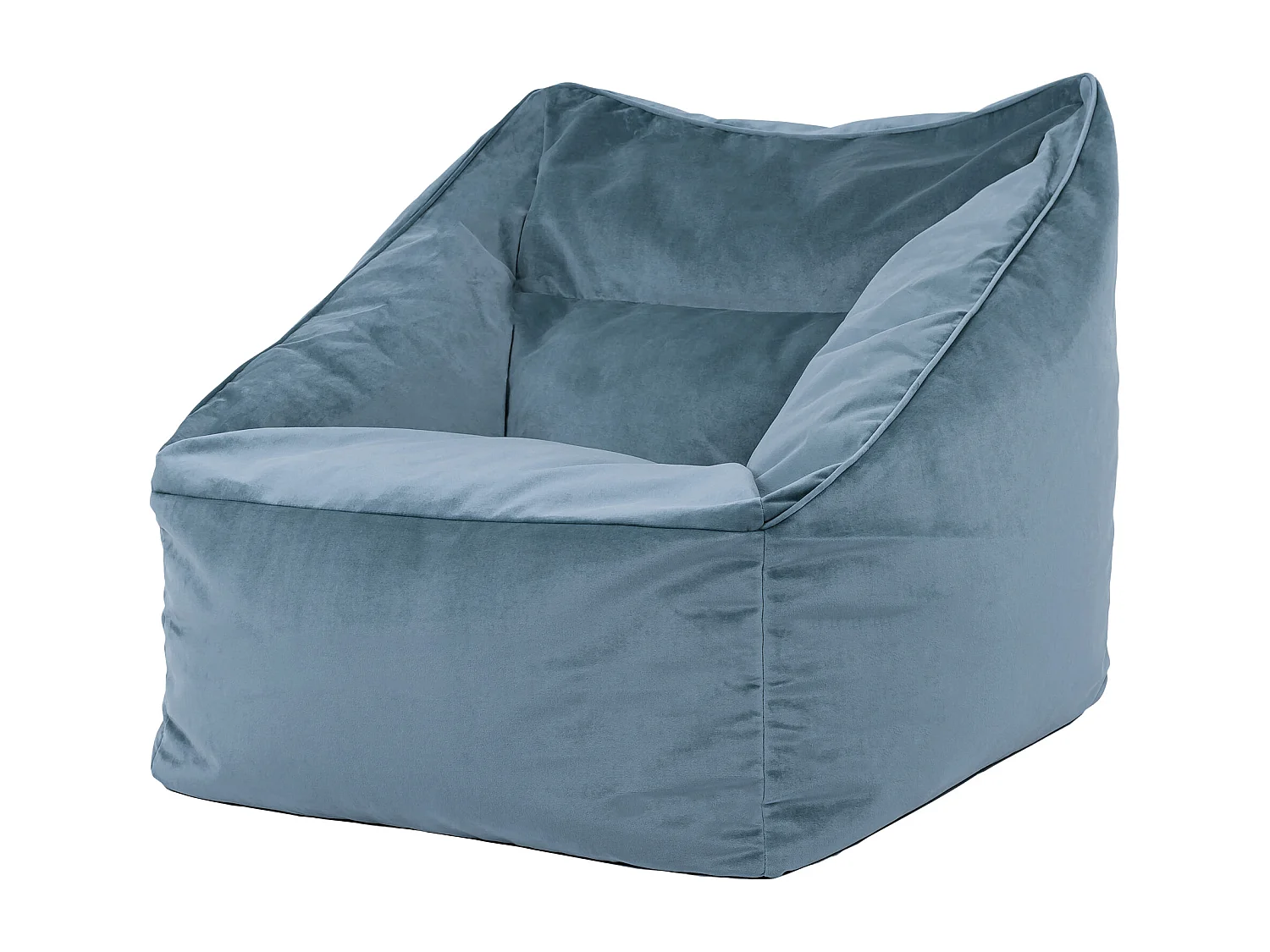 Pouf fauteuil velours bleu minéral - NATALIA