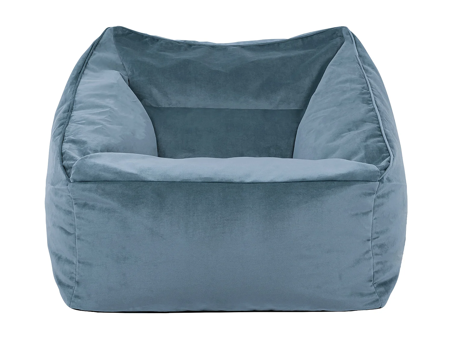 Pouf fauteuil velours bleu minéral - NATALIA