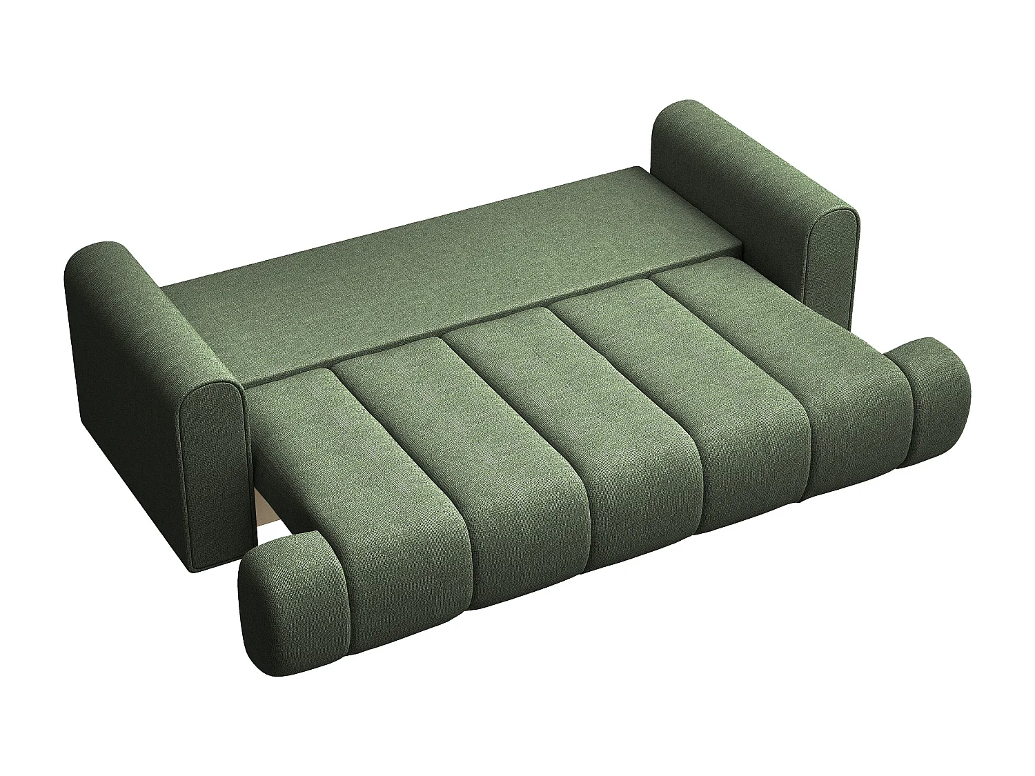 Canapé convertible trois places - tissu chenille vert - DANDELINO