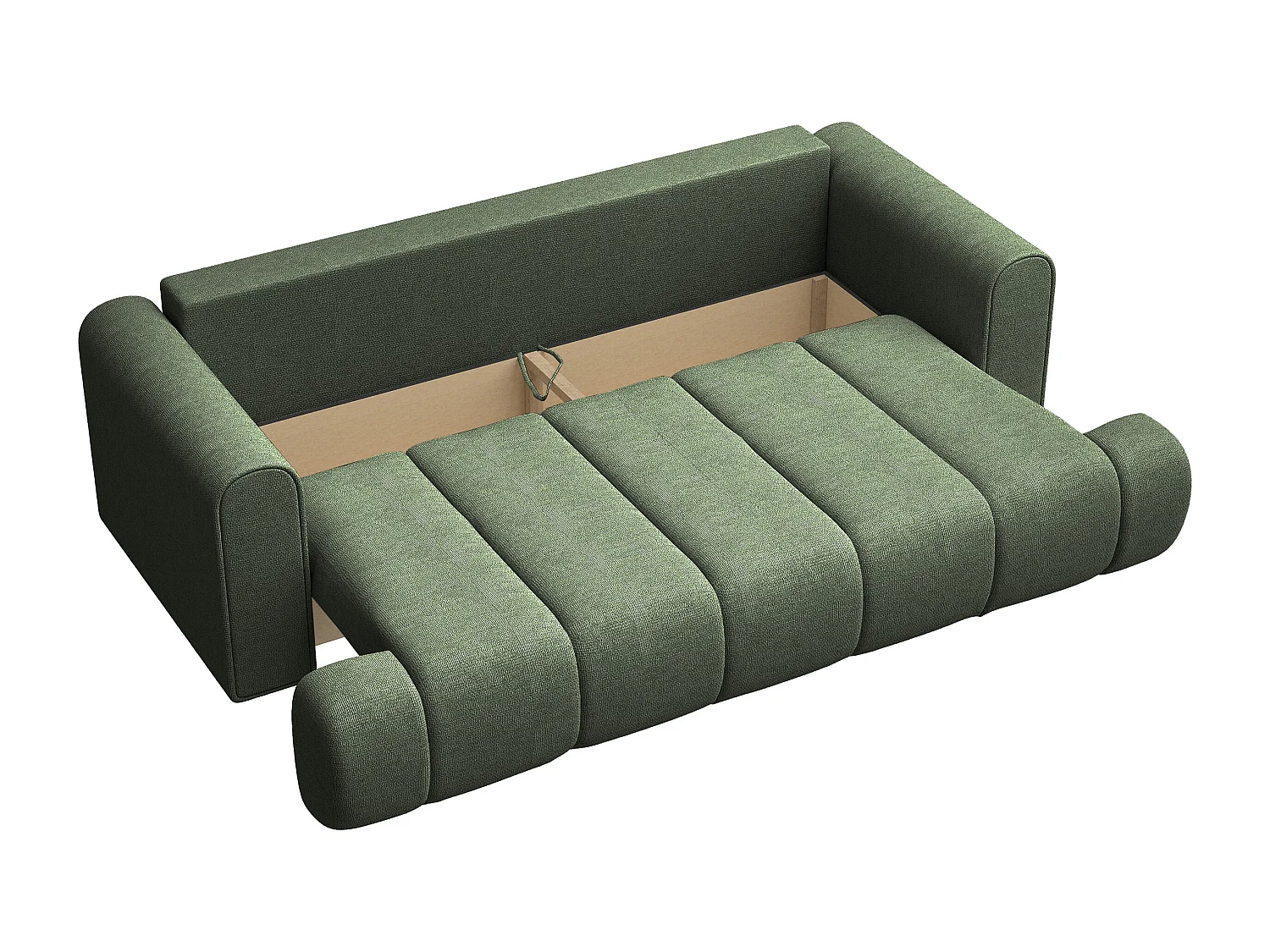 Canapé convertible trois places - tissu chenille vert - DANDELINO