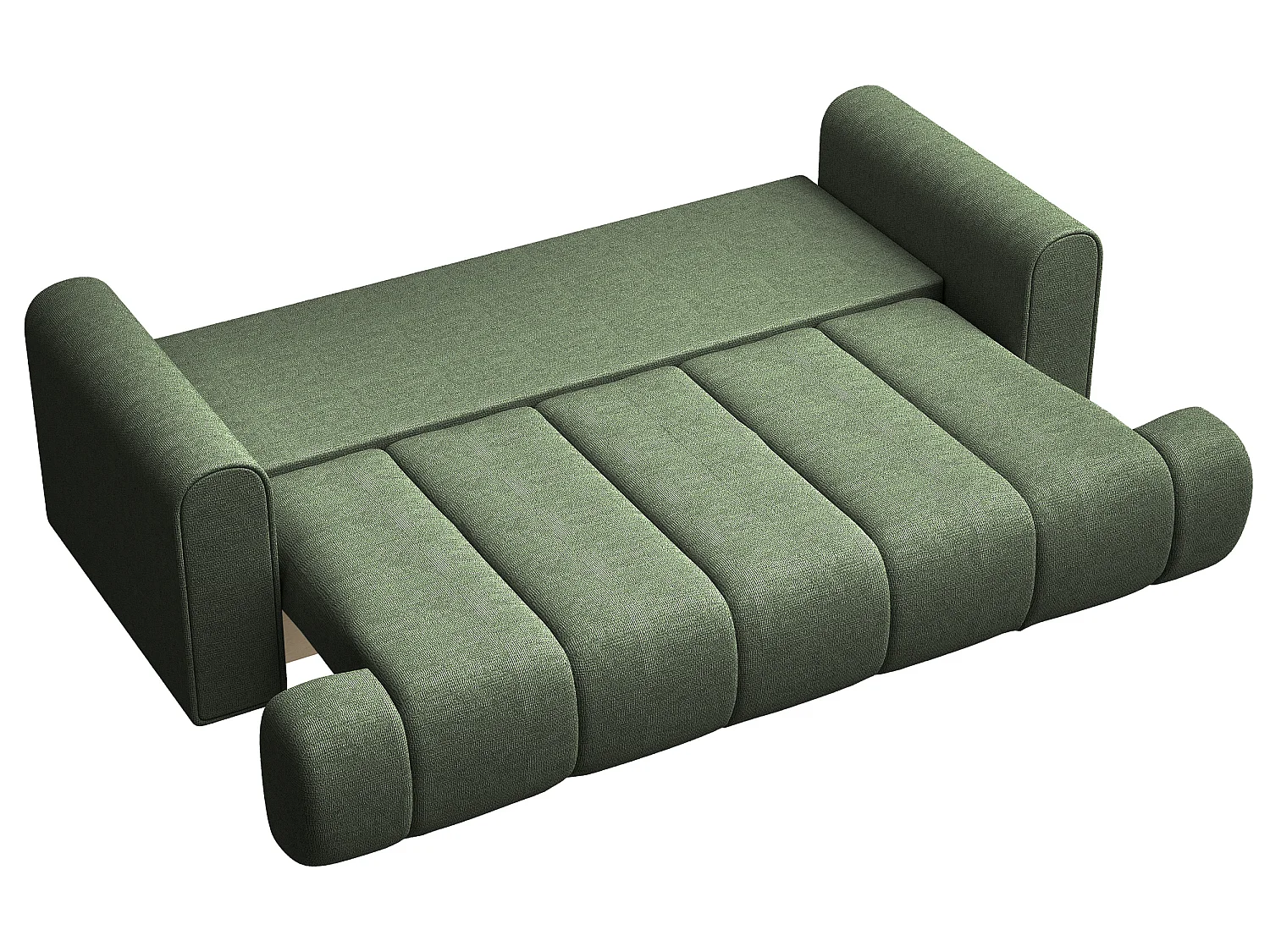 Canapé convertible trois places - tissu chenille vert - DANDELINO
