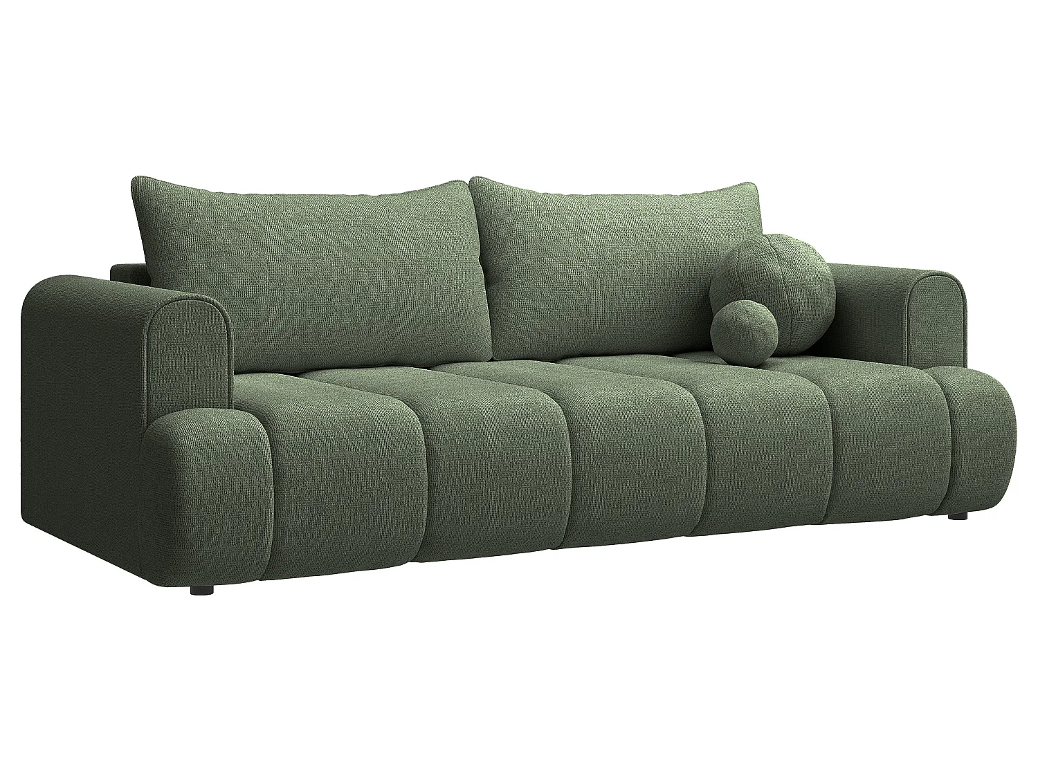 Canapé convertible trois places - tissu chenille vert - DANDELINO