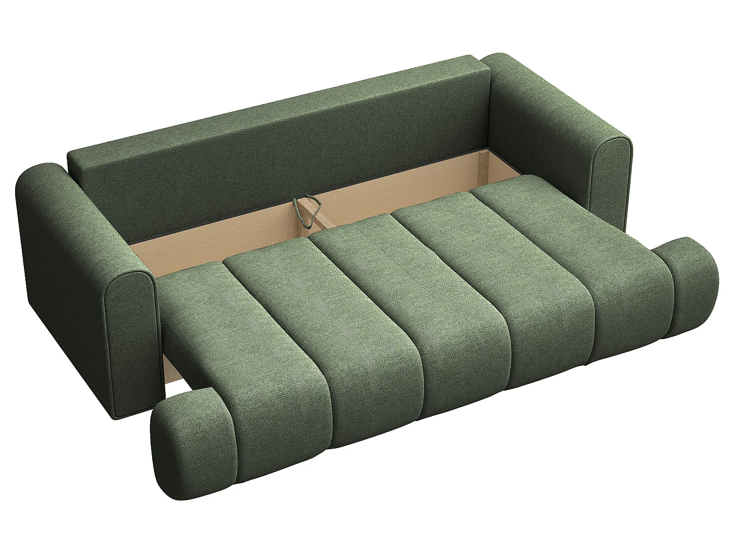 Canapé convertible trois places - tissu chenille vert - DANDELINO