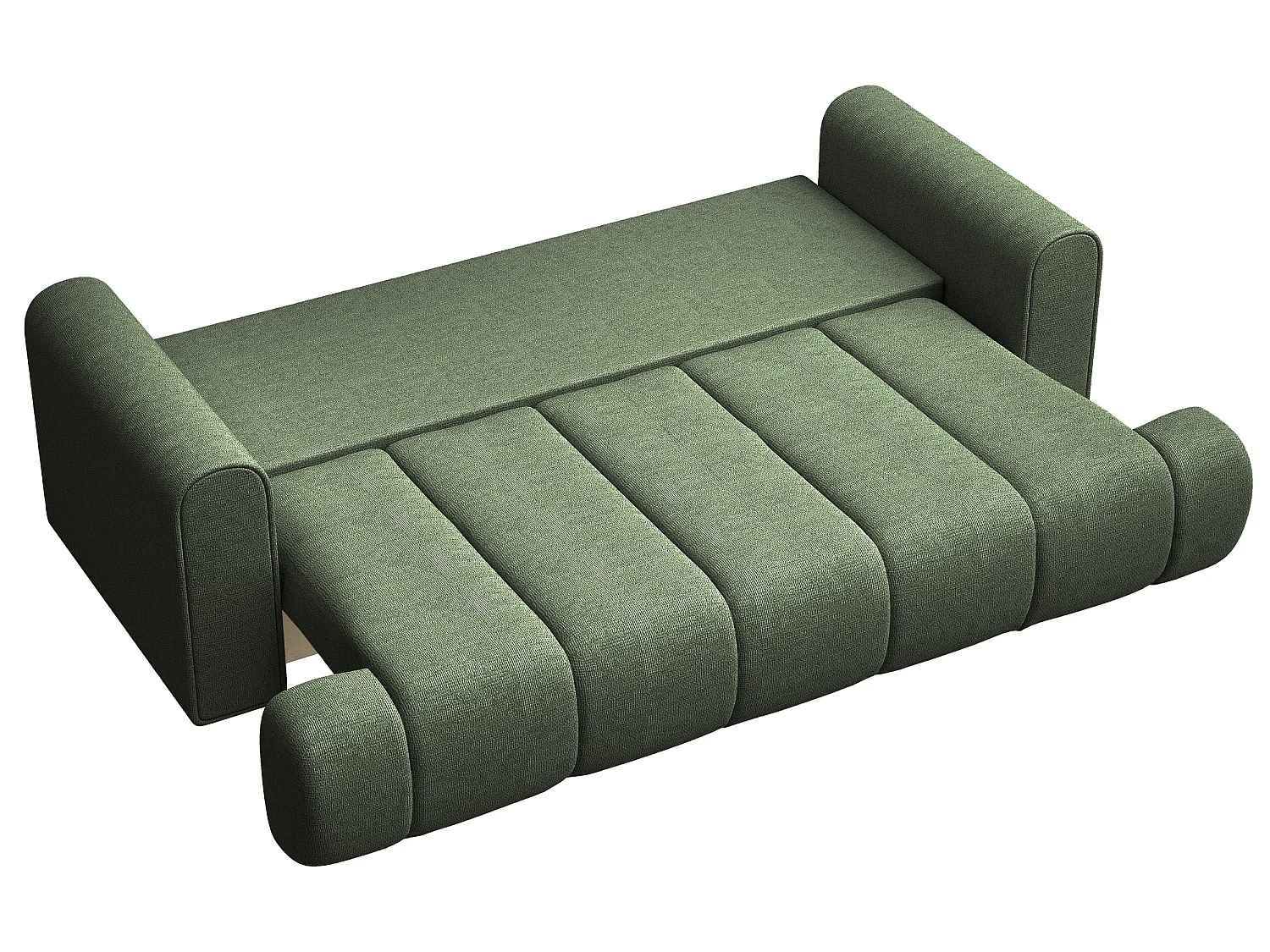 Canapé convertible trois places - tissu chenille vert - DANDELINO