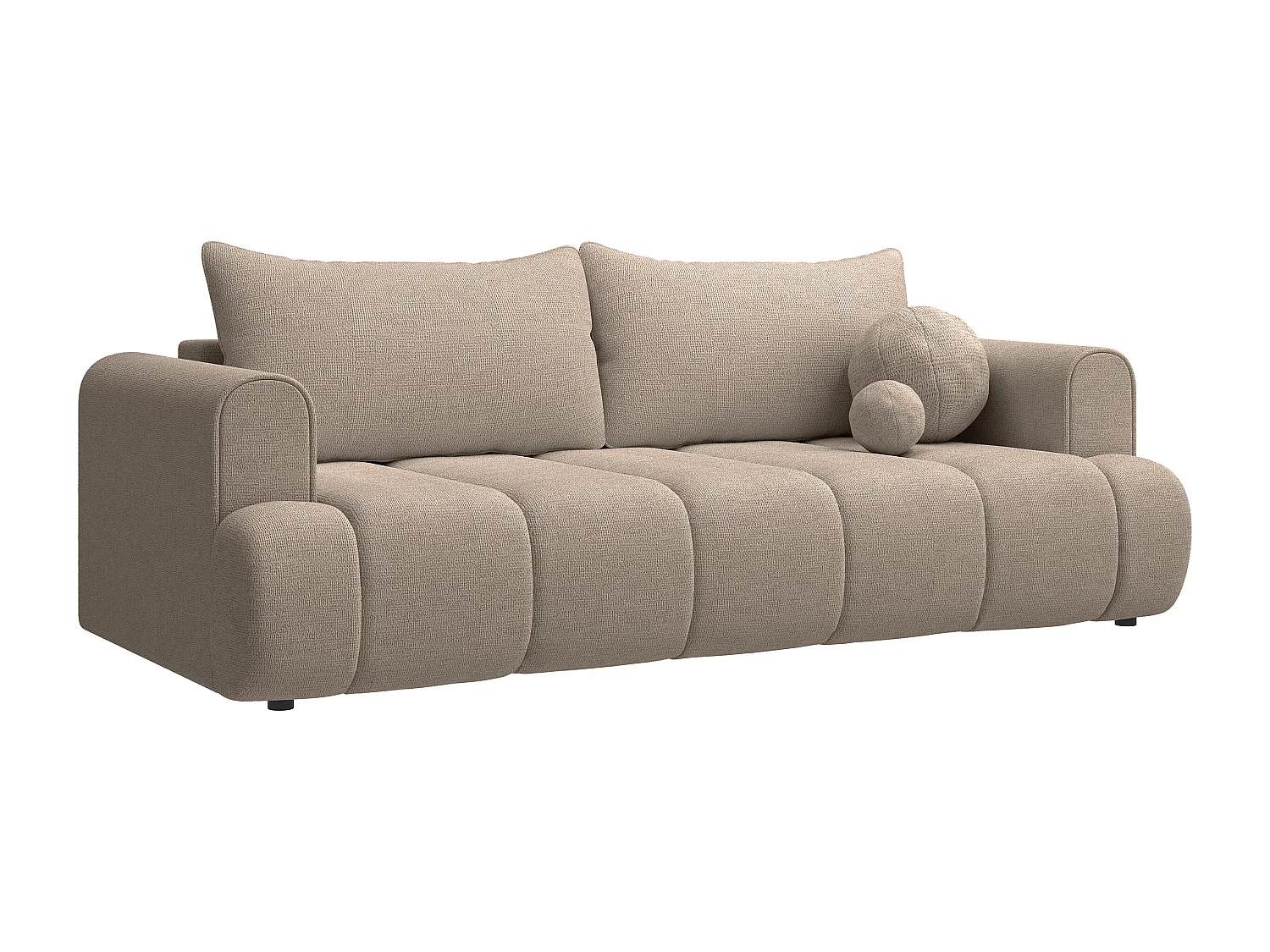 3-Sitzer Sofa mit Schlaffunktion und Chenille-Bezug - beige - DANDELINO