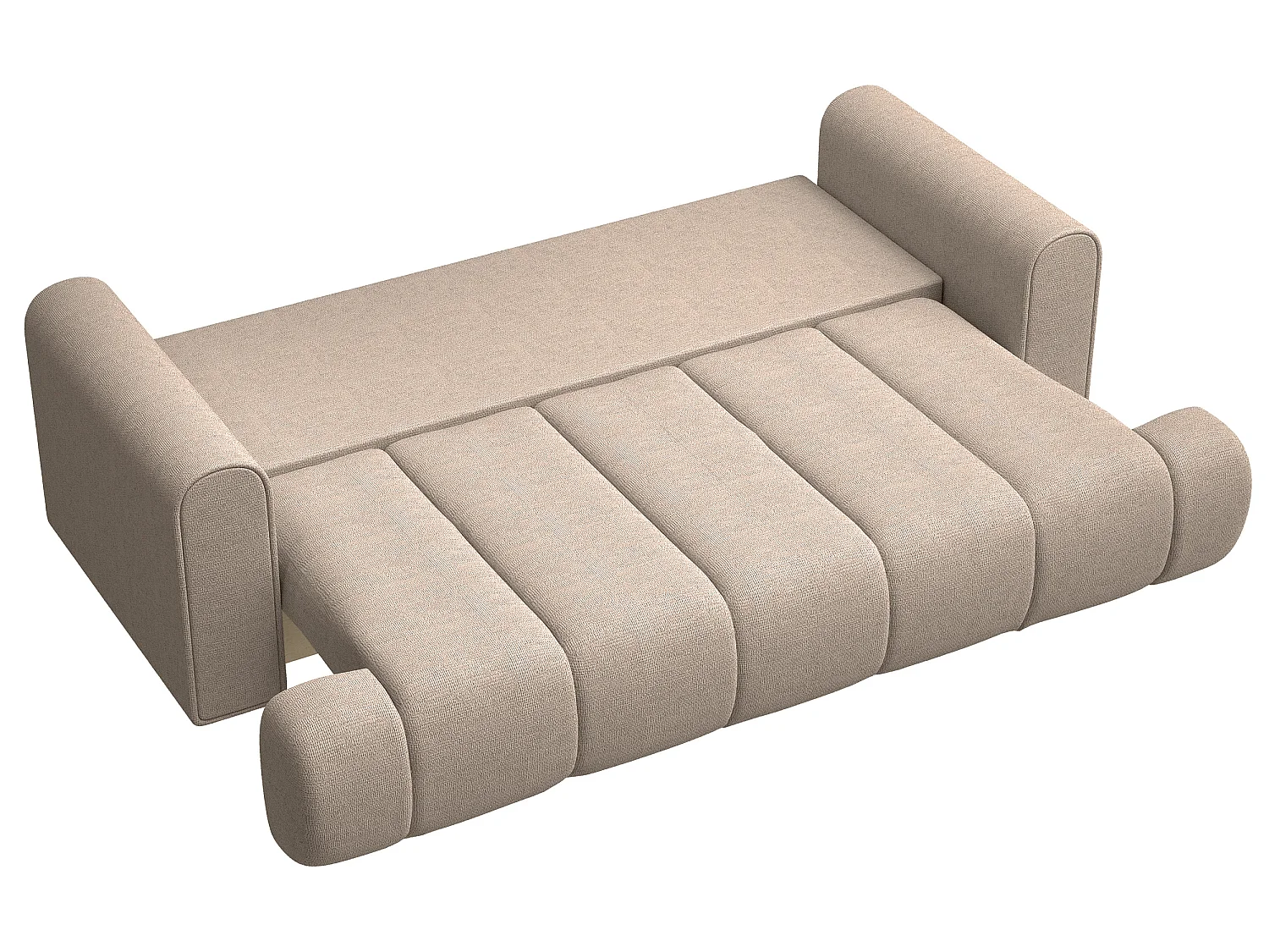 Canapé convertible trois places - tissu chenille beige - DANDELINO