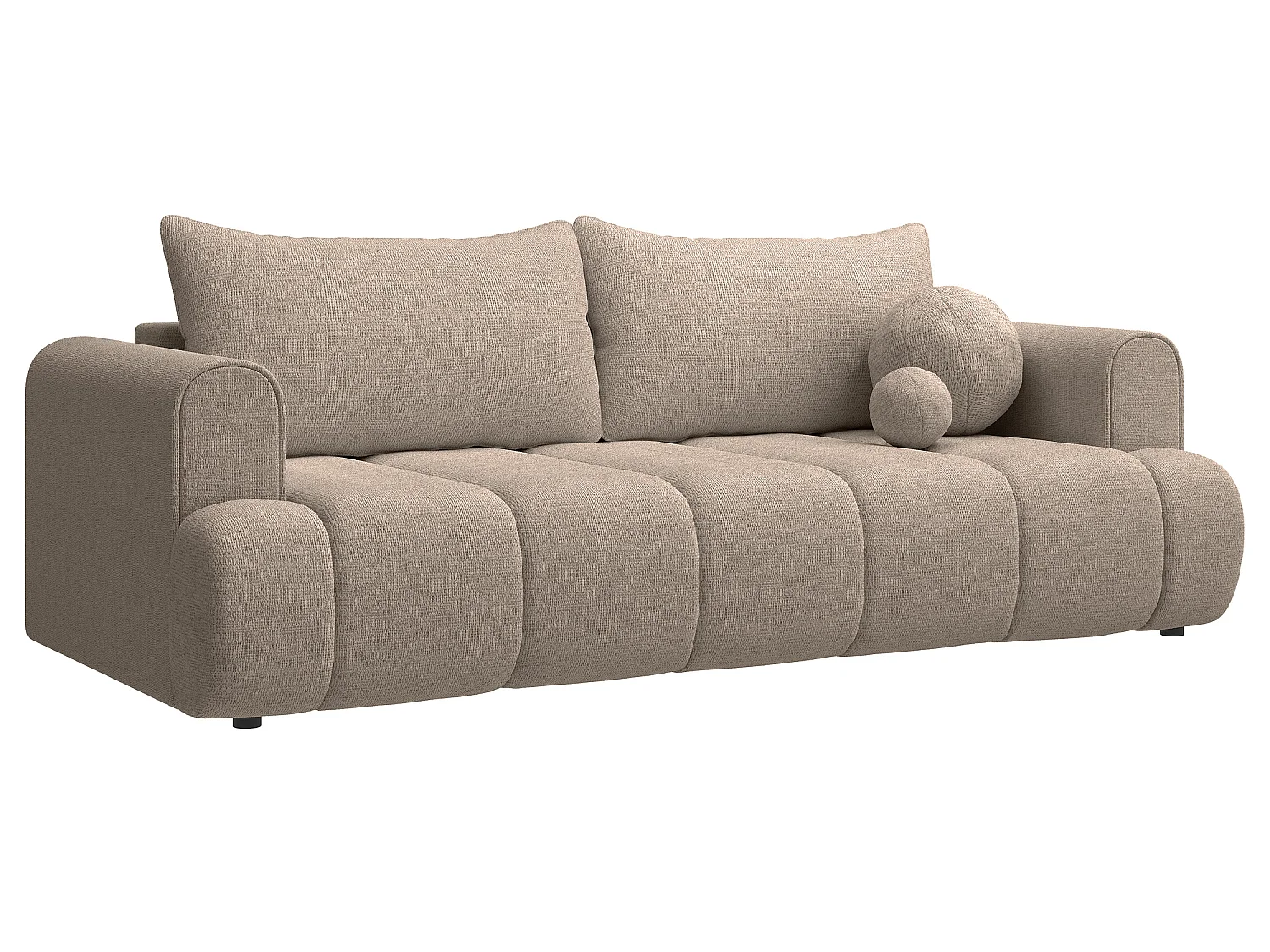 Canapé convertible trois places - tissu chenille beige - DANDELINO