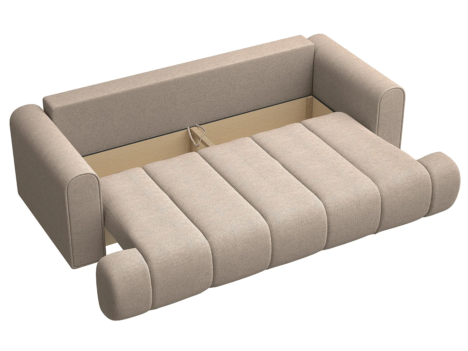 Canapé convertible trois places - tissu chenille beige - DANDELINO