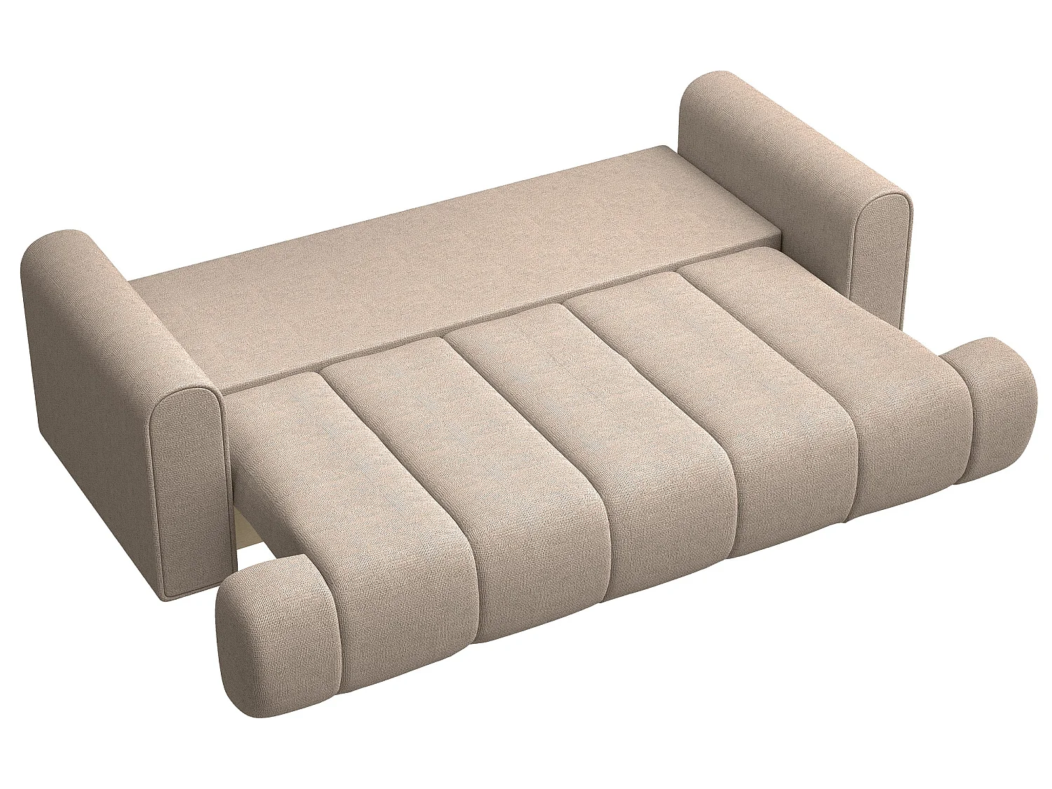Canapé convertible trois places - tissu chenille beige - DANDELINO
