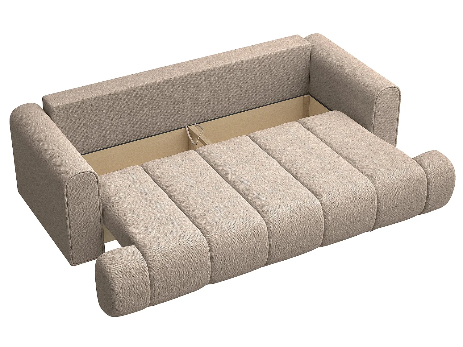 Canapé convertible trois places - tissu chenille beige - DANDELINO