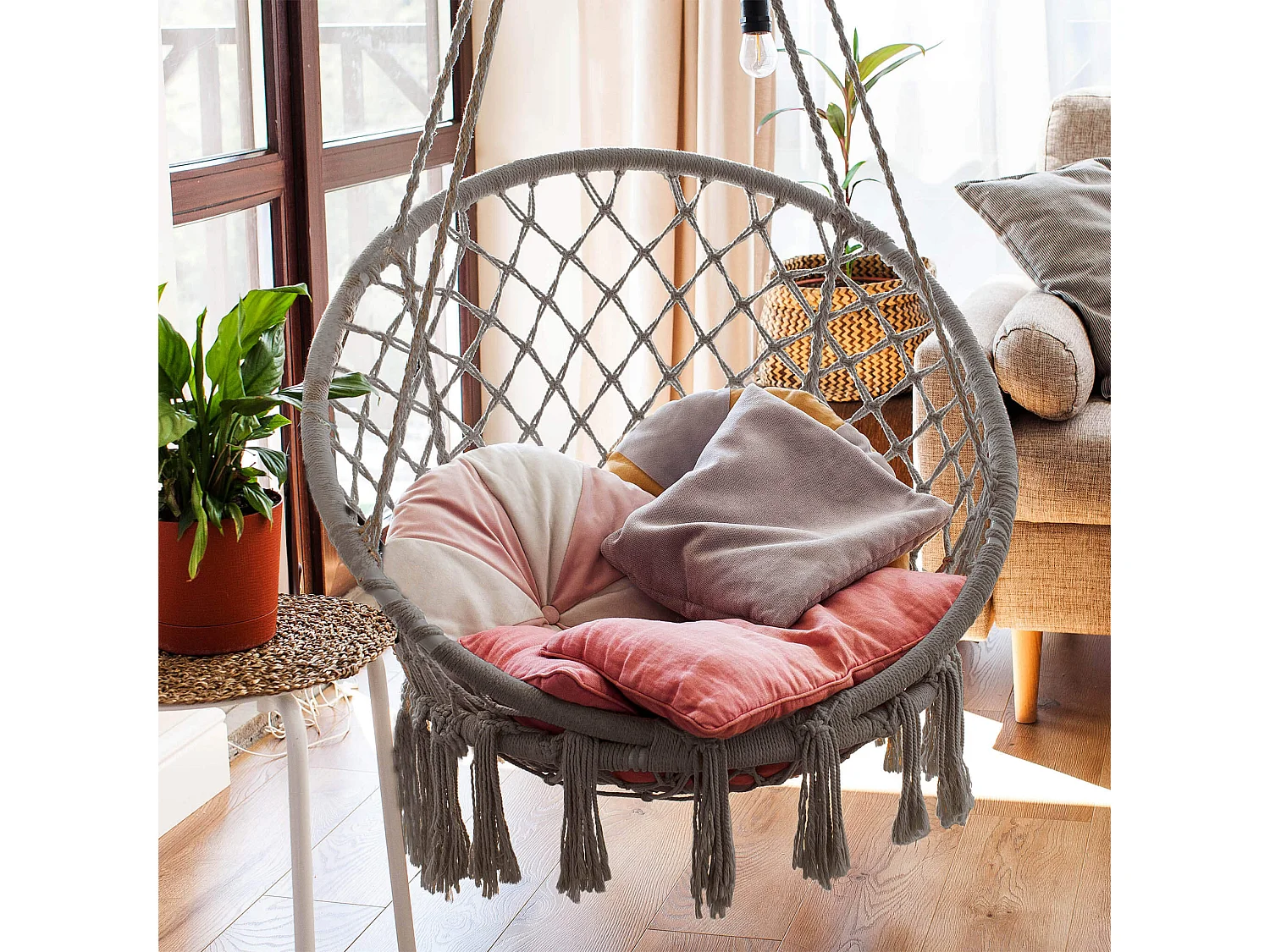 MilaniHome.it - Poltrona sedia sospesa in tessuto per esterno giardinodi coloreGrigio scuro