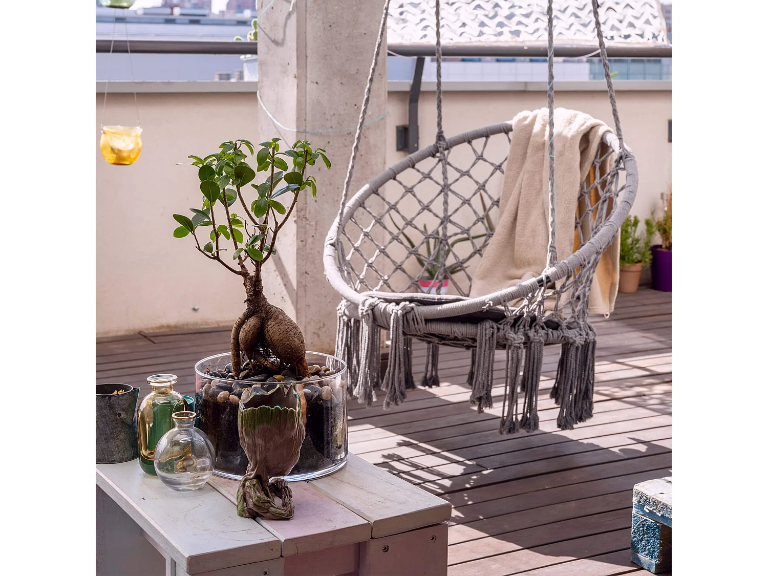 MilaniHome.it - Poltrona sedia sospesa in tessuto per esterno giardinodi coloreGrigio scuro