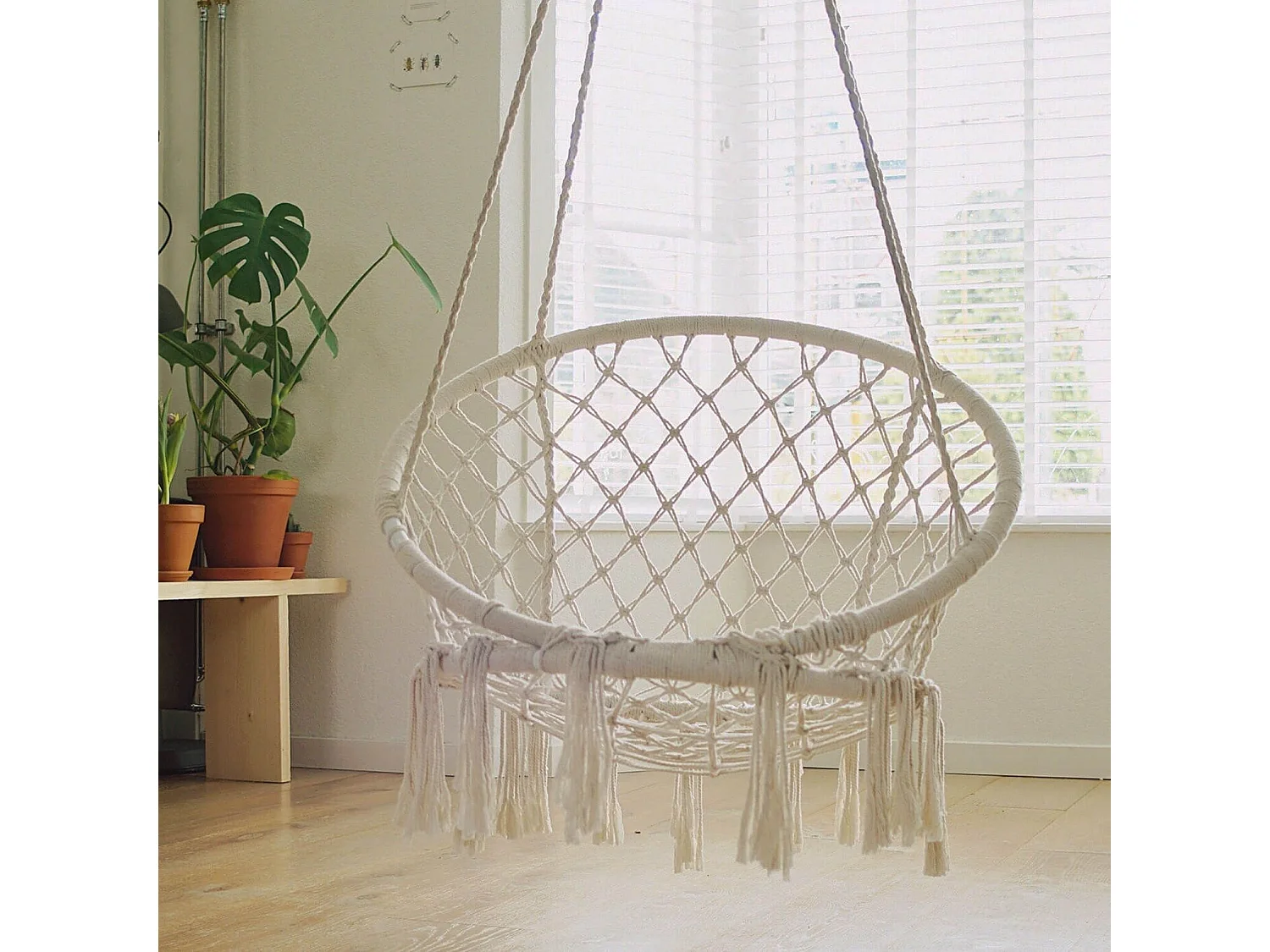 MilaniHome.it - Poltrona sedia sospesa in tessuto per esterno giardinodi coloreBeige