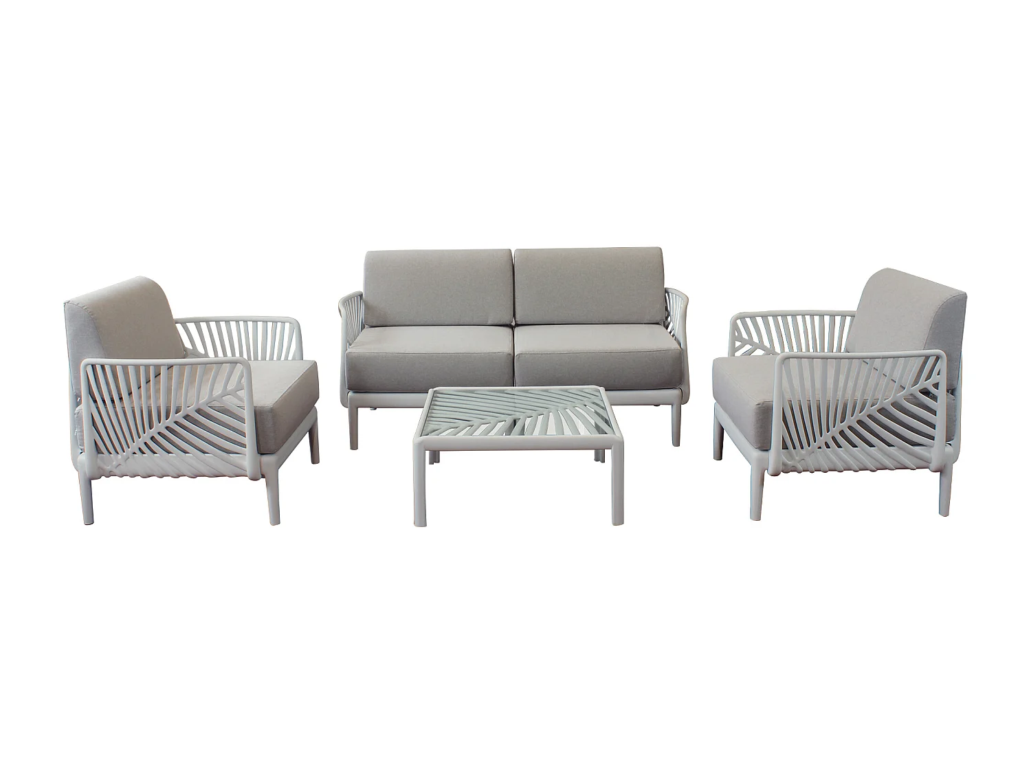 MilaniHome.it - Salotto con divano 2 posti da giardino in polipropilenedi coloreTortora