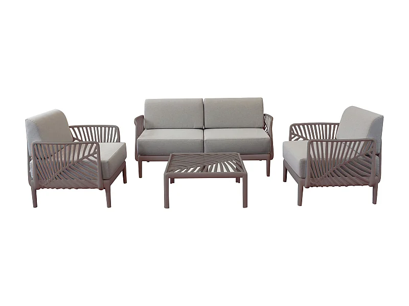 MilaniHome.it - Salotto con divano 2 posti da giardino in polipropilenedi coloreTaupe