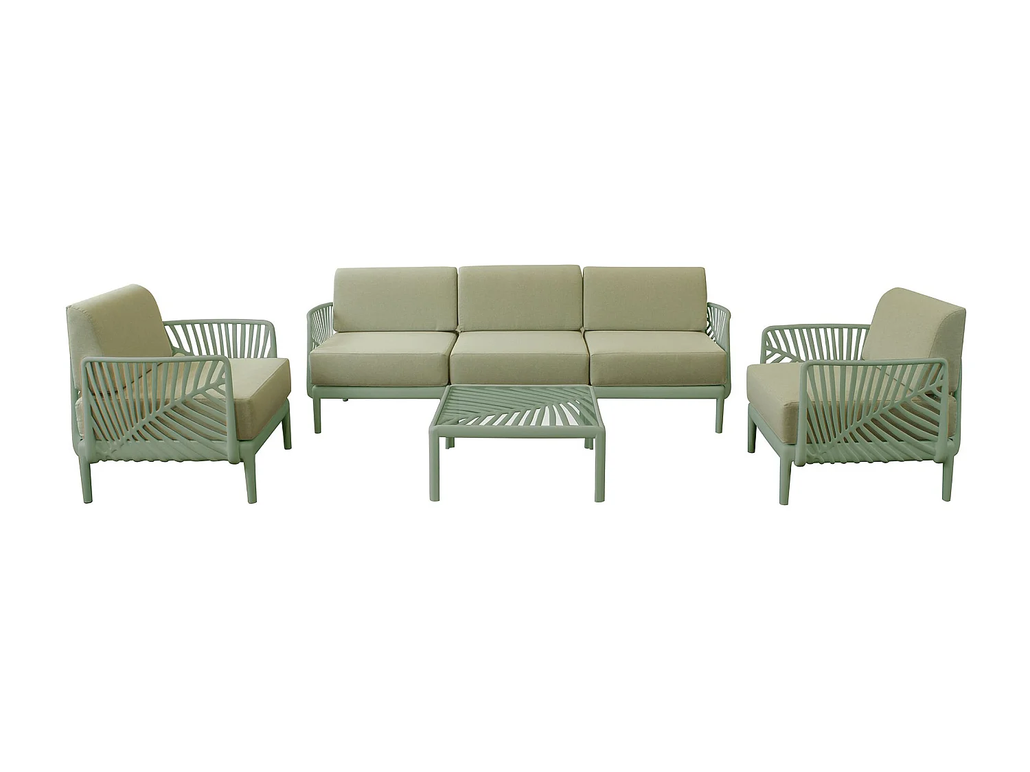 MilaniHome.it - Salotto con divano 3 posti da giardino in polipropilenedi coloreVerde Oliva