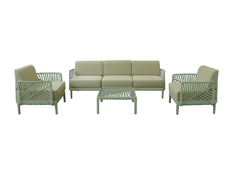 MilaniHome.it - Salotto con divano 3 posti da giardino in polipropilenedi coloreVerde Oliva