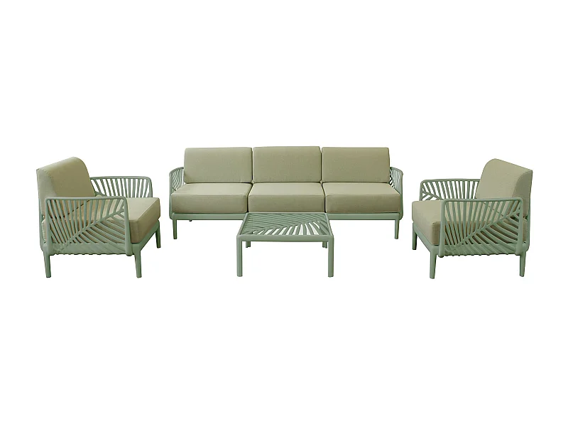 MilaniHome.it - Salotto con divano 3 posti da giardino in polipropilenedi coloreVerde Oliva