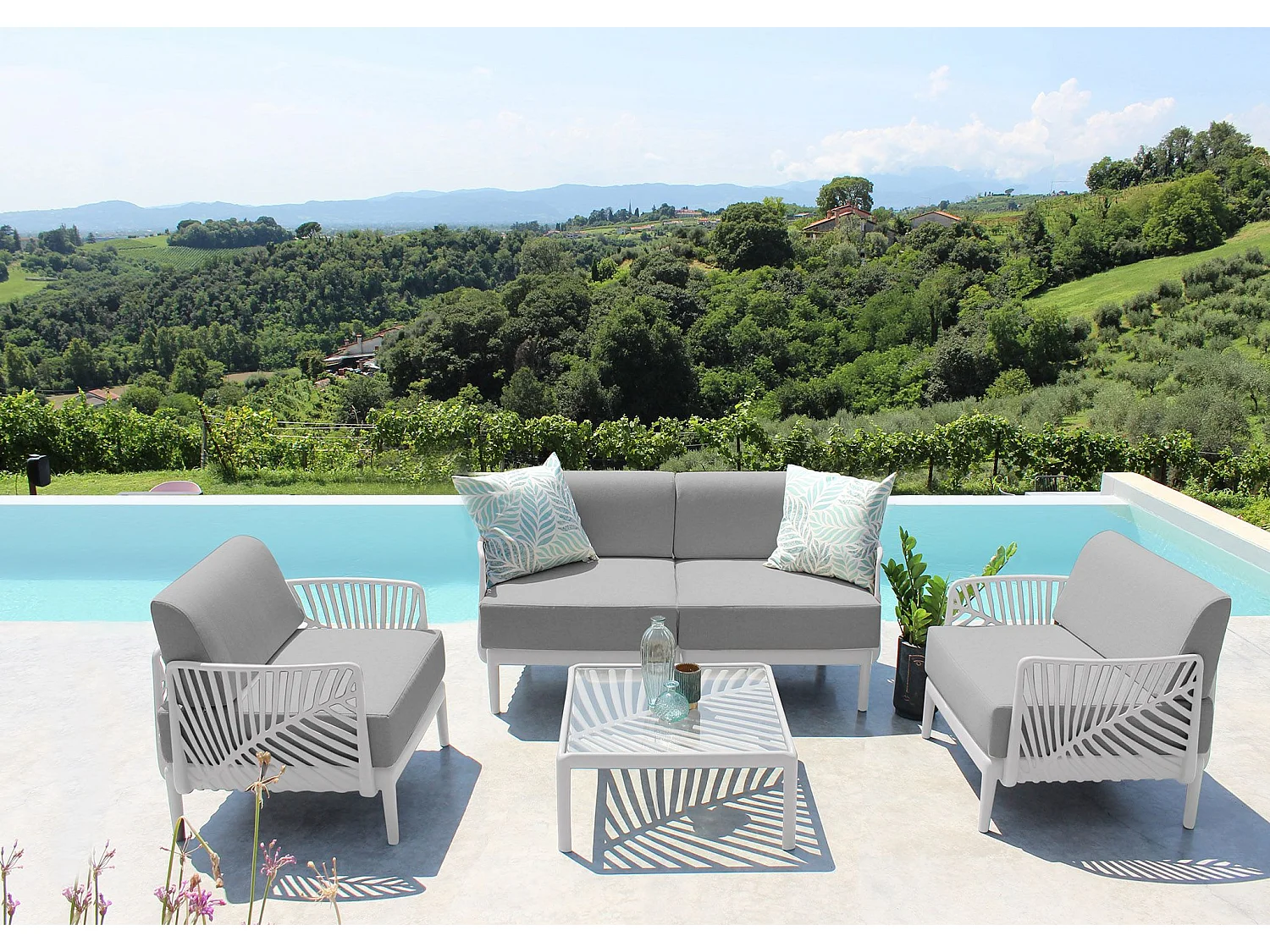 MilaniHome.it - Salotto con divano 2 posti da giardino in polipropilenedi coloreBianco