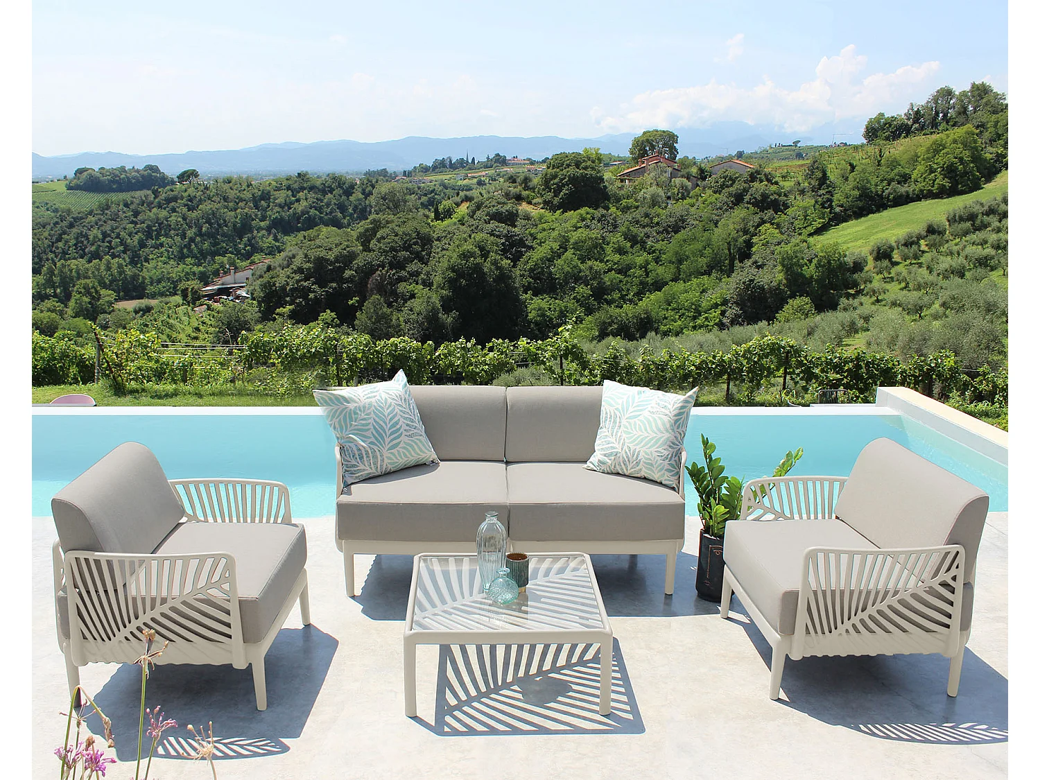 MilaniHome.it - tavolino per salotto modulare di design per esterno giardino cm 70 l x 70 p x 32 hdi coloreTortora