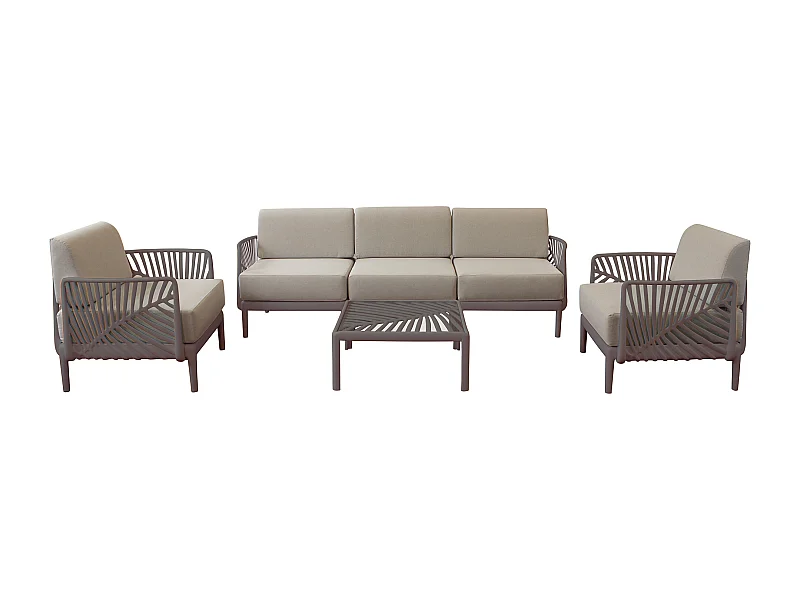 MilaniHome.it - Salotto con divano 3 posti da giardino in polipropilenedi coloreTaupe