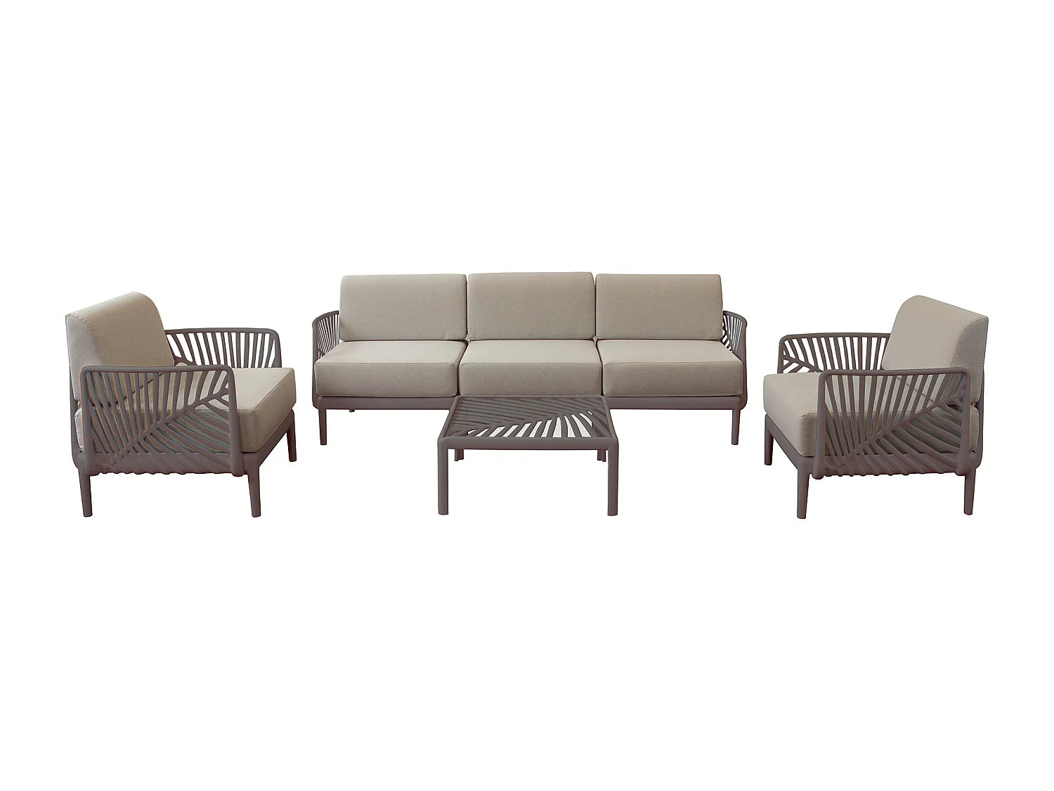 MilaniHome.it - Salotto con divano 3 posti da giardino in polipropilenedi coloreTaupe