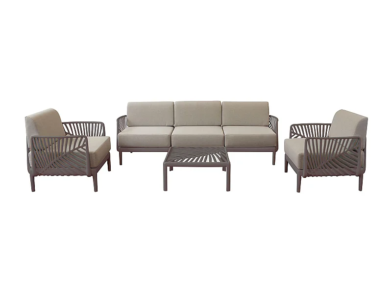 MilaniHome.it - Salotto con divano 3 posti da giardino in polipropilenedi coloreTaupe