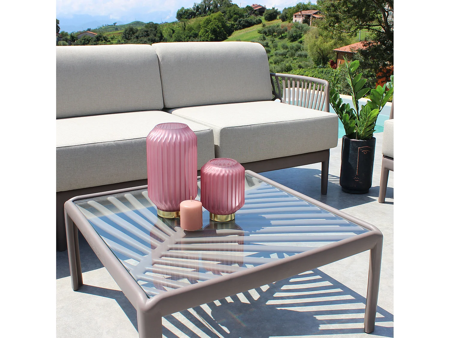 MilaniHome.it - tavolino per salotto modulare di design per esterno giardino cm 70 l x 70 p x 32 hdi coloreTaupe