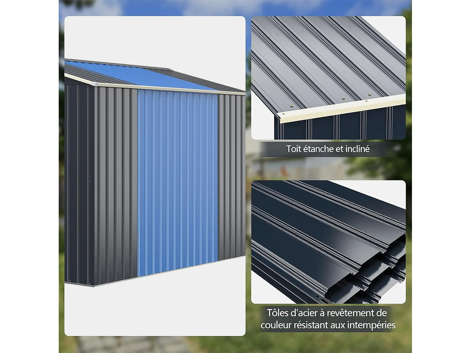 Kit d'Extension pour Abri de Jardin 340 x 255 x 210 cm,Gris