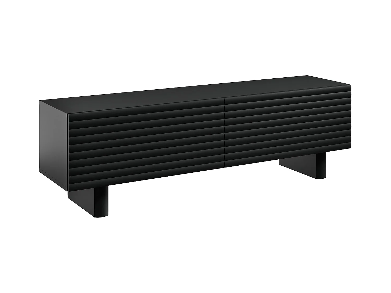 Mueble de TV con 2 puertas en MDF - 150cm - Negro - LUDIMA