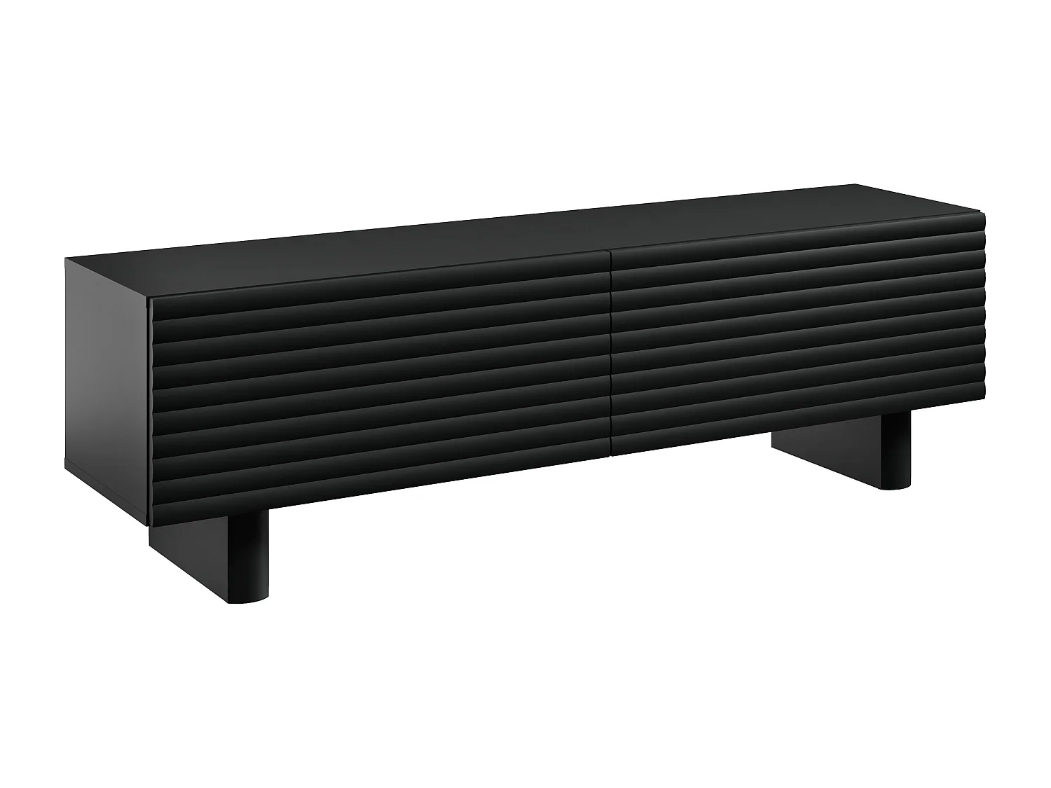 Meuble TV avec 2 portes en MDF - 150cm - Noir - LUDIMA