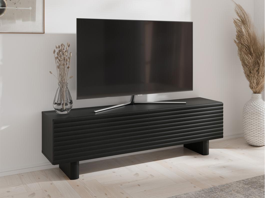Meuble TV avec 2 portes en MDF - 150cm - Noir - LUDIMA