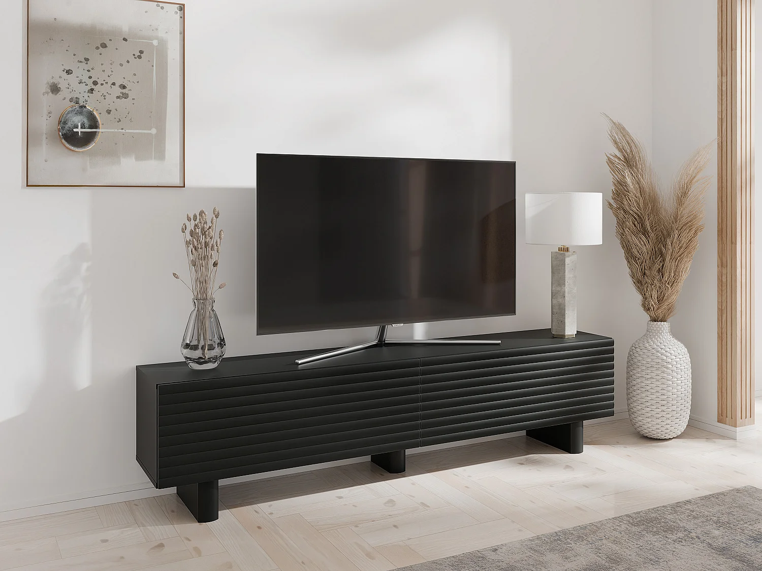 Móvel de TV com 2 portas em MDF 180 cm preto - LUDIMA