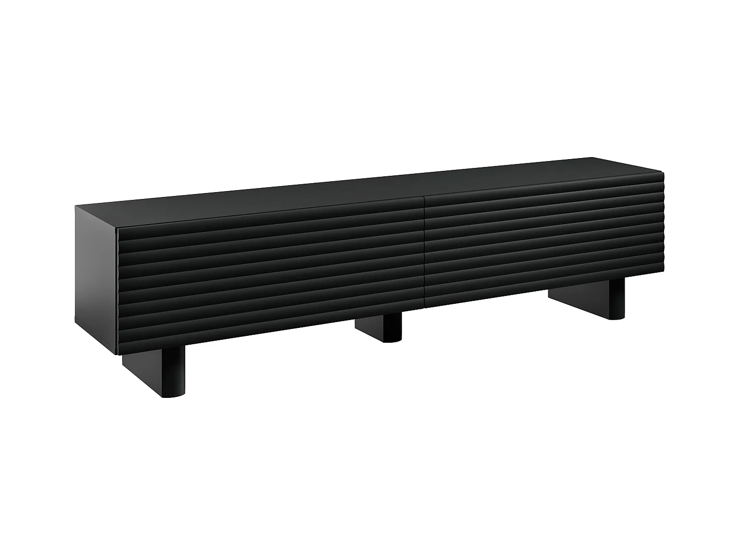 Tv-meubel met 2 deuren van mdf - 180 cm - Zwart - LUDIMA