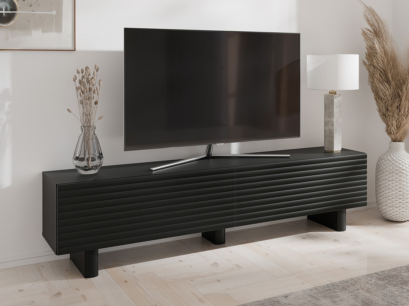 Woodroom Oslo Tv-meubel, tv-tafel, lowboard, hout, grijs, voor tv's tot 70 inch