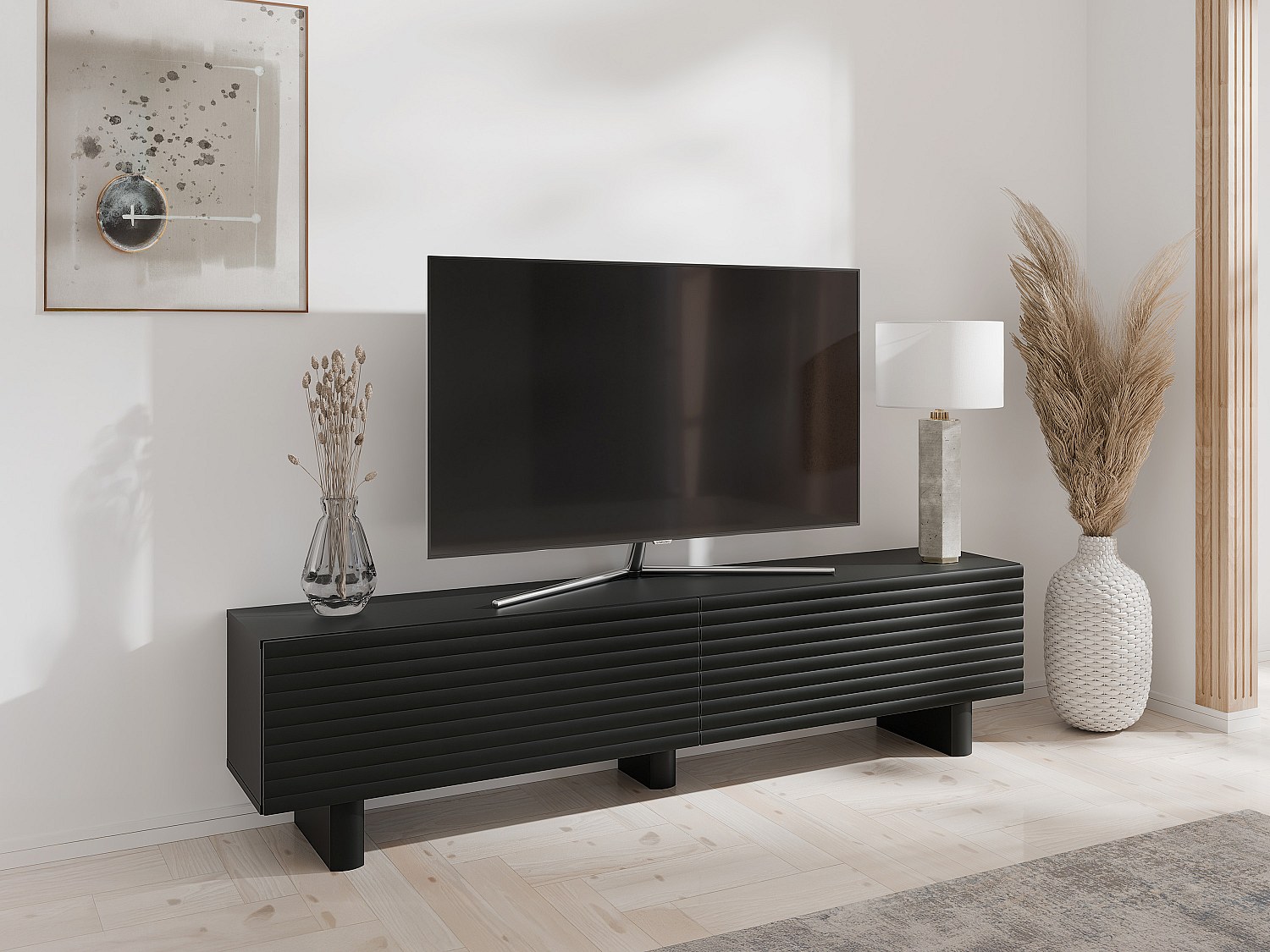 Vente-unique Tv-Möbel Mit 2 Türen - Mdf - 180 Cm - Schwarz - Ludima